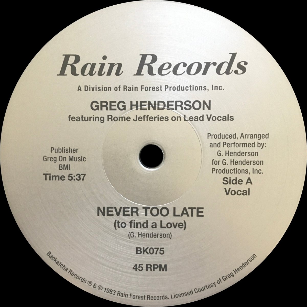 Greg Henderson feat. Rome Jefferies - Never Too Late